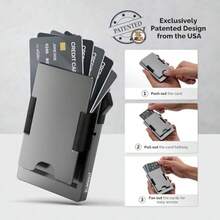 Cartera Tarjetero Hombre Minimalista Porta Tarjetas de Duradera para Hombres para 10-20 Tarjetas Billetera Inteligente con Bloqueo RFID Minimalista Card Holder con Clip para Dinero - C02  Gris - Ver 6