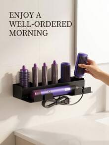 Curling Iron Storage Rack, No-Drill Hair Styling Tool Hanging Rack, Bathroom Hair Dryer Storage Rack, Drill/No-Drill Dual-Use Storage Rack - Multicolor - View 4