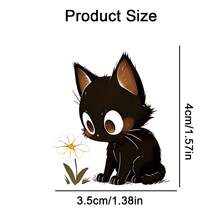 1 buah Stiker Vinyl Kucing Hitam dan Bunga Lucu, Stiker Dekoratif Perekat Diri Cocok untuk Mobil, Cermin, Sepeda Motor, Dinding Universal, Dekorasi Ponsel - A - View 8
