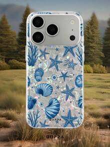 GIIPPA 1pc Shell Pattern Bottom With Starfish And Shell Design, Phone 17 Pro Max Phone Case, Compatible With Phone 16 Pro Max, 15 Pro Max, 14 Pro Max, Korean Style High-End Fashion Fun Phone Case, Compatible With 11/12/13/14/15/16 Pro Max Plus, Elegant Design Suitable For Men And Women, Perfect Gift For Girlfriend On Christmas, Valentine's Day, Easter, Wedding Season And Birthday! - Multicolor - View 8