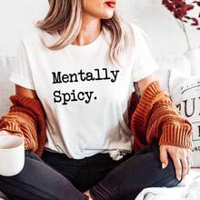 Mentally Spicy T-Shirt, Mental Health T-Shirts, Importance Of Mental Health T-Shirt, Inspirational T-Shirts For Women, Mental Health Awareness, T-Shirt For L - 白色008 - 查看 1