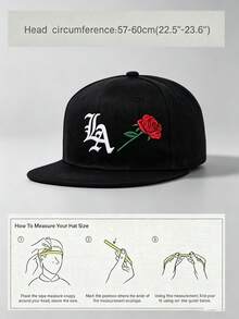 1 Pc Men's And Women's Universal LA Rose Embroidery Hip-Hop Baseball Cap, Adjustable Design, Suitable For Outdoor Sports, Travel And Running - Multicolor - View 9