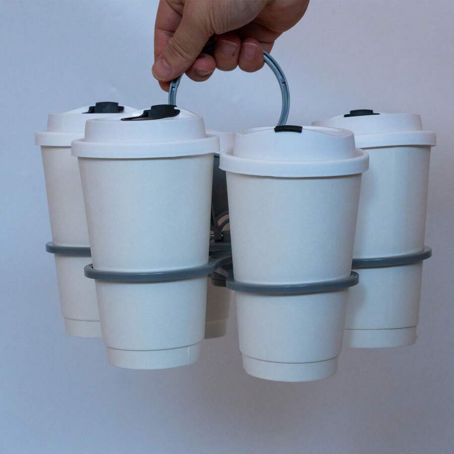 1pc Sturdy Lightweight Plastic Beverage Carrier, 6-Slot Design, Rotatable And Foldable, Built-In Handle And Bottle Opener, Suitable For Coffee, Wine, Cocktails, Etc., Ideal For Outdoor Activities And Holiday Gifts