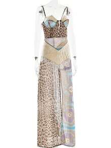 Vestido largo gasa tirantes sin hombros con abertura estilo chica sexy verano - Azul - Ver 7
