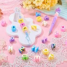 52Pcs Acrylic Letter Beads Alphabet Loose Spacer Bead Large Hole European Slide Bracelet Bead Initial Letter A-Z Loose Spacer 20-21mm For DIY - Mixed Color*6 - View 3