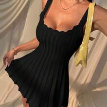 jianchaimaoyi02   Vestido de suéter de punto informal de color caqui para mujer - Albaricoque - Ver 11