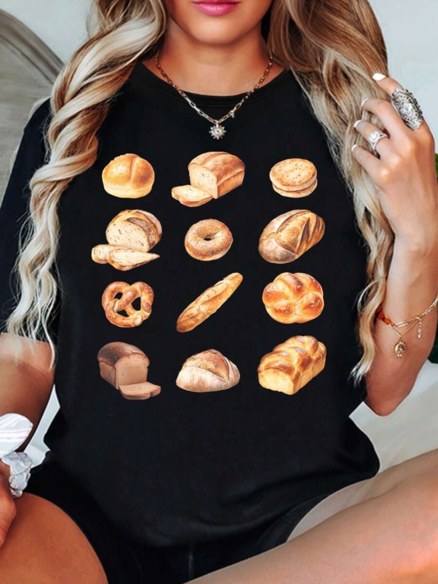 Camiseta con estampado de panadería, Camiseta con estampado de pan sourdough, Regalo para amantes del pan, Camiseta para amantes del pan, Camiseta para amantes de la repostería - negro - Ver 1