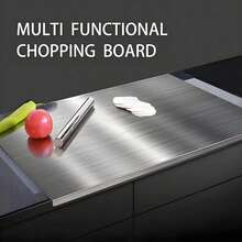 Stainless Steel Cutting Board, Cutting Board For Kitchen, Large Cutting Board, Double-Sided Grade Cutting Board Set, Suitable For Various Cooking Tasks, Christmas, New Year Gift, Kitchen Cutting Board, Kitchen Accessory - Silver - View 7