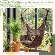 Barydat 2 Piezas Sillas de Hamaca Colgante Silla Columpio Boho Interior Exterior Tejido de Cuerda de Algodón con Barras de Metal Desmontables de 40 Pulgadas para Patio Trasero Sala de Estar Recámara - Marrn oscuro - Ver 6
