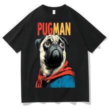 Camiseta fresca de verano para mujer, camisetas con estampado de perro Pug, camisetas informales de manga corta con gráfico de perro, camisetas divertidas con diseño de perro, ropa de calle - Multicolor - Ver 1