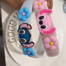 1件 Lilo & Stitch 柔軟矽膠絨毛髮箍 & 髮夾，可愛卡通髮飾。適合日常佩戴、護膚、休閒、約會、攝影、派對和節日裝飾，百搭各種風格，完美的生日和節日禮物 - A - 查看 2