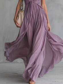 Ropa femenina sencilla y atractiva sin mangas ajustada al cuerpo - Morado - Ver 3