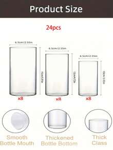 Transparent Cylindrical Vase Set, Glass Vase, For Table Centerpiece, Modern Floating Candle Holder For Decoration, Hurricane Candle Holder For Wedding Table Decor - A - View 8