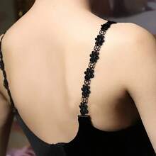 3 Pairs Lace Flower Decorated Bra Straps, Adjustable Multi-Functional Anti-Slip Shoulder Bands, Suitable For Women'S Lingerie And Bra Accessories - One Size Fits All - View 2