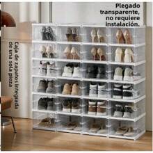 Scarpiera in plastica spessa a 6 strati, trasparente, antipolvere, con coperchio ribaltabile, per uso domestico, armadio per scarpe di grande capacità, contenitore integrato - Visualizzare 1