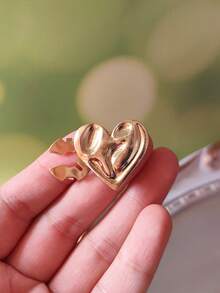 1PC/2PCS Vỏ bọc nút áo hình trái tim thanh lịch, kẹp bọc nút áo sơ mi, vỏ bọc khuy măng sét pha lê thời trang - Vàng - Xem 5