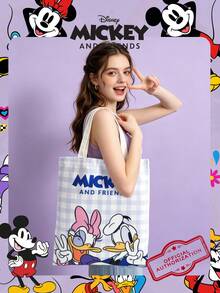 1 pieza Bolsa de lona con estampado oficial de Disney Pato Donald/Pato Daisy, bolso de mano de dibujos animados lindo para niñas, bolsa tote de gran capacidad, bolsa de compras plegable, bolso de hombro ligero, adecuado para estudiantes/estudiantes universitarios/adolescentes/jóvenes, adecuado para uso diario/salidas/compras/desplazamientos - Azul - Ver 6