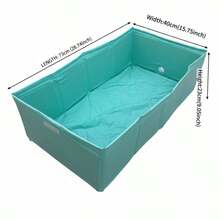 Foldable Teal Solid Color Square Dog Pool Animal Water Pool Pet Bath Tub PVC Portable And Storable - Mint Blue - View 10