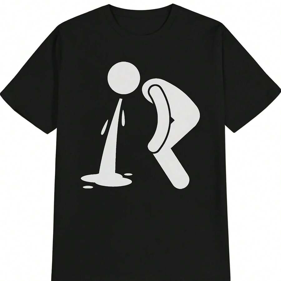 Camiseta de hombre con estampado de meme absurdo y divertido de cerveza, regalo de Oktoberfest, persona vomitando, resaca, camiseta de algodón oversize de verano con humor irónico. - Multicolor - Ver 1