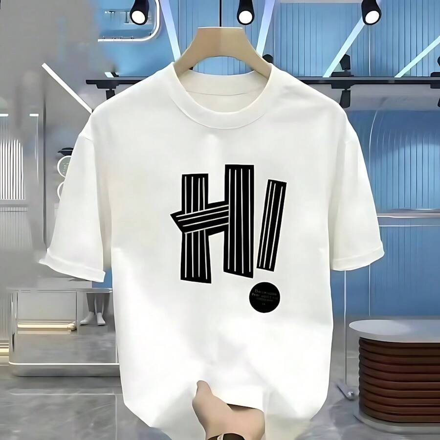 Camiseta unisex de manga corta algodón, cuello redondo, diseño estampado, corte holgado, tallas grandes, estilo urbano sencillo y elegante, clásico y versátil, apto para todas las estaciones - Blanco - Ver 1