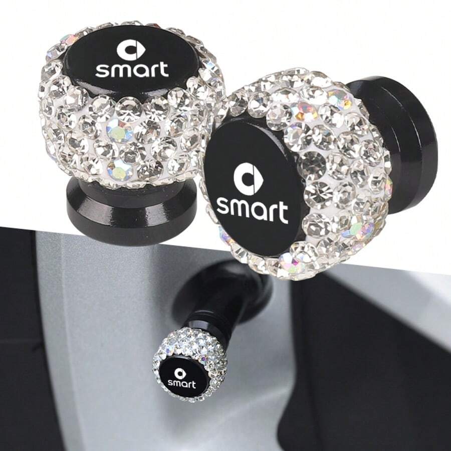 通用水晶水鑽亮面裝飾輪胎氣門嘴蓋,適用 Smart Fortwo 451 450 453 EQ For Four,金屬汽車輪胎氣門蓋 - A - 查看 1
