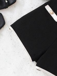 2pcs/Set Toddler Girls' Fashionable Elegant Satin Bow Camisole Top And Colorblock Shorts Summer Outfit - Black - View 8