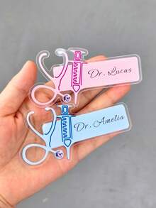 1/3/5pcs Customized Nurse Doctor Acrylic Name Brooch, Personalized Multicolor Syringe Scissors Medical Pin, Nurse Day Graduation Gift, Hospital Staff Name Tag, Nurse Appreciation Gift Pin, Anniversary/Medical Party Souvenir - Multicolor - View 4