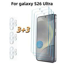 6入 (3+3) 相容於 Galaxy A37/A57/S24/S24 Plus/S24 Ultra/S25/S25 Plus/S25 Ultra/S26/S26 Plus/S26 Ultra 高畫質透明鋼化玻璃螢幕保護貼 3入 + 3D 絲網印刷高畫質鋼化玻璃相機鏡頭保護貼 3入,9H 鋼化玻璃,支援指紋解鎖,高畫質透明相容保護殼 耐刮防摔,易於安裝,耐刮耐磨,螢幕保護貼,鏡頭保護貼 - 無色 - 查看 9