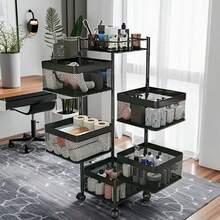 1pc 5-Layer Rotating Kitchen Storage Rack, No Installation Required, Floor-Standing Multi-Layer Storage Rack For Home Use, Suitable For Storing Fruits, Vegetables, Snacks, And Beverages. - Svart - Visa 6