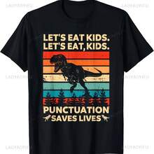 Comemos niños puntuación salva vidas divertida gramática Dino camiseta moda ropa de calle comodidad respirar Casual hombre camiseta Y2k camisetas - Multicolor - Ver 1