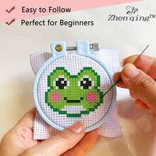 Zero-Based DIY Cross Stitch Keychain 5pcs Set, Cute Pixel Animal Pendant Material Kit, Stress Relief Handmade Children's Gift - Multicolor - View 7