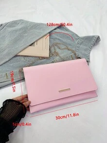 Casual Women's Clutch Bag New Textured Niche Design Fashion Minimalist Envelope Bag Chain Shoulder Crossbody Bag - Pink - View 2