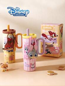 Disney 迪士尼動物方城市 Judy 與 Nick 316不鏽鋼保溫隨行杯，大容量吸管杯，時尚情侶聯名款，辦公室與居家使用禮物，咖啡與冰飲杯 - 彩色 - 查看 2