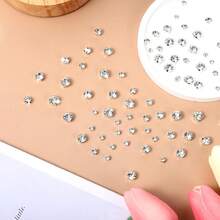 100pcs Clear Rhinestones With Silver Claws, Glass Claw Rhinestones, Transparent Gem Rhinestones With Silver Claws, Suitable For Jewelry, Clothing, Shoes And Accessories (3-10mm) - Mixed Round Diamonds - View 2
