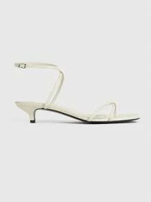 New 2025 Spring/Summer Women's Brown Suede Round Toe Peep Toe Chunky Heel Outdoor High Heel Sandals - Beige - View 3