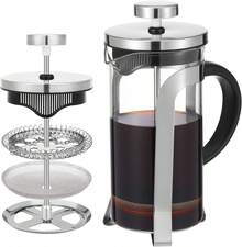 Maveite French Press Coffee Maker Carafe Coffee Presser Heat Resistant Glass With 3 Level Filtration System Stainless Steel Brews Coffee And Tea Press 12 Oz - White - View 1