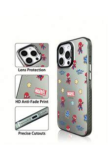 Marvel Spider Man Iron Man Cartoon Men's Phone Case, Compatible IPhone 17 Pro Max/17 Pro/Air/16 Pro Max/15 Plus/14/13/IP 17/15Pro/12 Pro/11/16 Plus,XR Apple Anti Fall And Anti Scratch Protective Case, - Translucent Black 2 - View 3