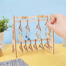 Wooden Earring Display Stand With Mini Hooks, Earring Storage Rack For Selling Jewelry, Wooden Earring Display Stand For Women's Stud Earrings, Retail And Personal Use, Hanging Jewelry Storage Rack - Multicolor - View 12