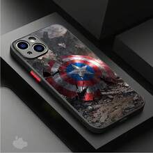 Funda para Teléfono Marvel Capitán América para iPhone 13 Mini 7 8 Plus XR 12 16 14 Pro SE 16e 11 Pro 15 XS Max 13, Cubierta Mate - Negro 4 - Ver 5