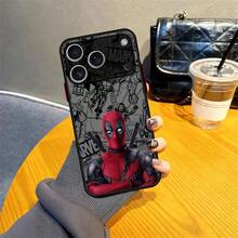 Funda Divertida de Marvel Deadpool para iPhone 11 XS 17 Air 15 Plus 14 13 Mini 16e 17 16 Pro Max 12, Cubierta Trasera para Teléfono - Negro - Ver 9