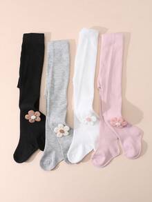 5 Pairs Floral Tights For Baby Girls, Versatile Spring/Autumn Style - Multicolor - View 7