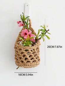 1個手工棉繩編織吊掛花盆，適合4英吋以內的室內植物，為您的客廳、書房、走廊、陽台、臥室、浴室、廚房甚至咖啡廳增添綠意 - 多色 - 查看 8