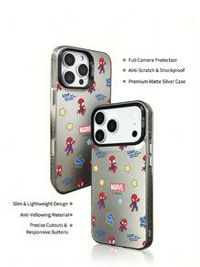 Marvel Spider Man Iron Man Cartoon Men's Phone Case, Compatible IPhone 17 Pro Max/17 Pro/Air/16 Pro Max/15 Plus/14/13/IP 17/15Pro/12 Pro/11/16 Plus,XR Apple Anti Fall And Anti Scratch Protective Case, - Translucent Black 2 - View 6