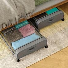 2pcs Under Bed Storage Organizer Metal Underbed Bins With Wheels And Lid Metal Underbed Storage Containers Under Bed Rolling Storage For Clothes, Bedding, Shoes, Blankets, Books, Under-Bed Storage - 2件灰色 - 查看 8