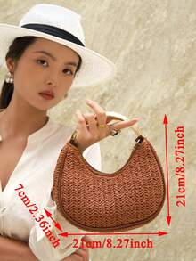 Luxury Women's Party Prom Metal Golden Weave Grass Bag Evening Clutch Bride Crossbody Bag,Perfect For Party,Wedding,Dinner/Banquet,With Wedding Dress - Brown - View 5