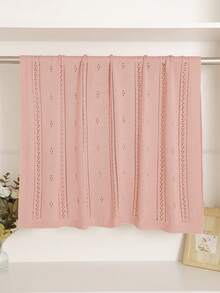 Manta para cochecito de bebé para todas las estaciones, manta de envoltura de bebé de punto con rayas verticales huecas en azul claro, manta de cobertura para recién nacidos y niños pequeños - Rosa - Ver 3