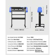 71cm (28") Vinyl Cutter With 20 Blades, 720mm Maximum Paper Feed, Vinyl Cutting Plotter With Heavy-Duty Floor Stand, Adjustable Force And Speed For Sign Making - View 7