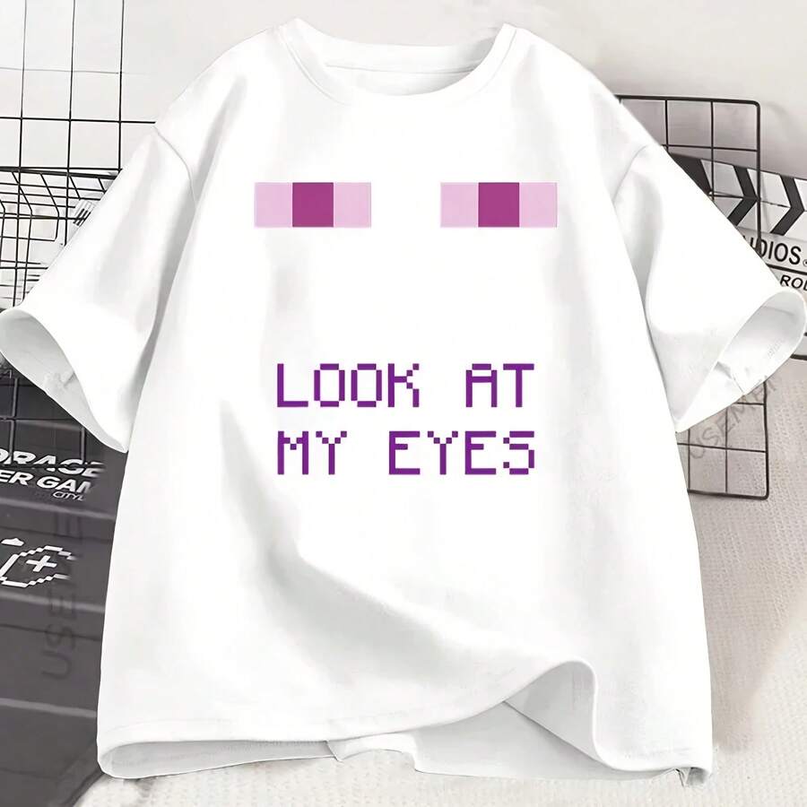 Enderman Eye Game T-Shirts, Women's Funny Design Short Sleeve T-Shirt, Casual Loose Crew Neck Graphic Tees, Harajuku Clothing - 彩色 - 查看 1