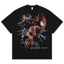 Disney Spider-Man Oversized Cotton T-Shirt  Streetwear Retro Harajuku Punk Fashion Casual Short Sleeve Top For Men WomenFashion Brand - 3 - 查看 1