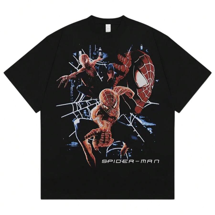 Disney Spider-Man Oversized Cotton T-Shirt  Streetwear Retro Harajuku Punk Fashion Casual Short Sleeve Top For Men WomenFashion Brand - 3 - 查看 1